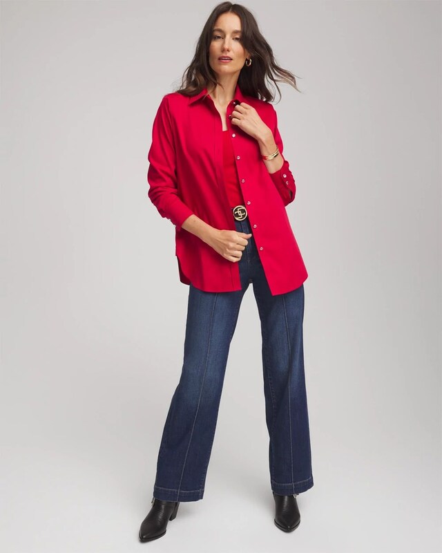No Iron Rhinestone Button Shirt - image 2